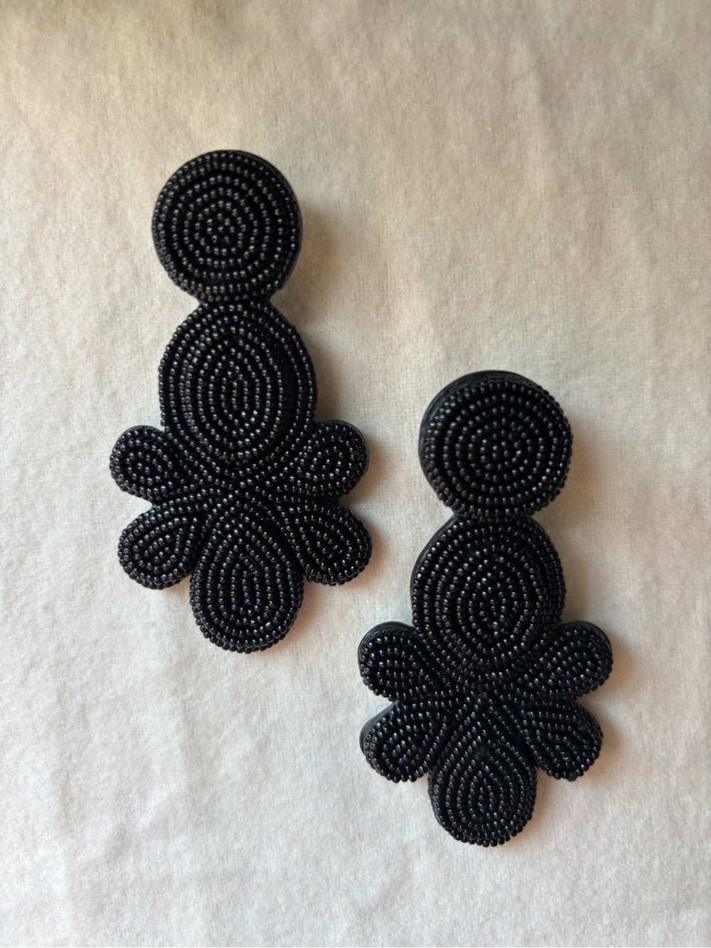 J. Crew Black Beaded Floral Drop Earrings